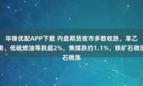 华锋优配APP下载 内盘期货夜市多数收跌，苯乙烯、低硫燃油等跌超2%，焦煤跌约1.1%，铁矿石微涨
